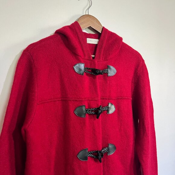 Vintage 100% Wool Red Toggle Long Sweater Coat from Lord & Taylor, Size Small - Picture 7 of 11